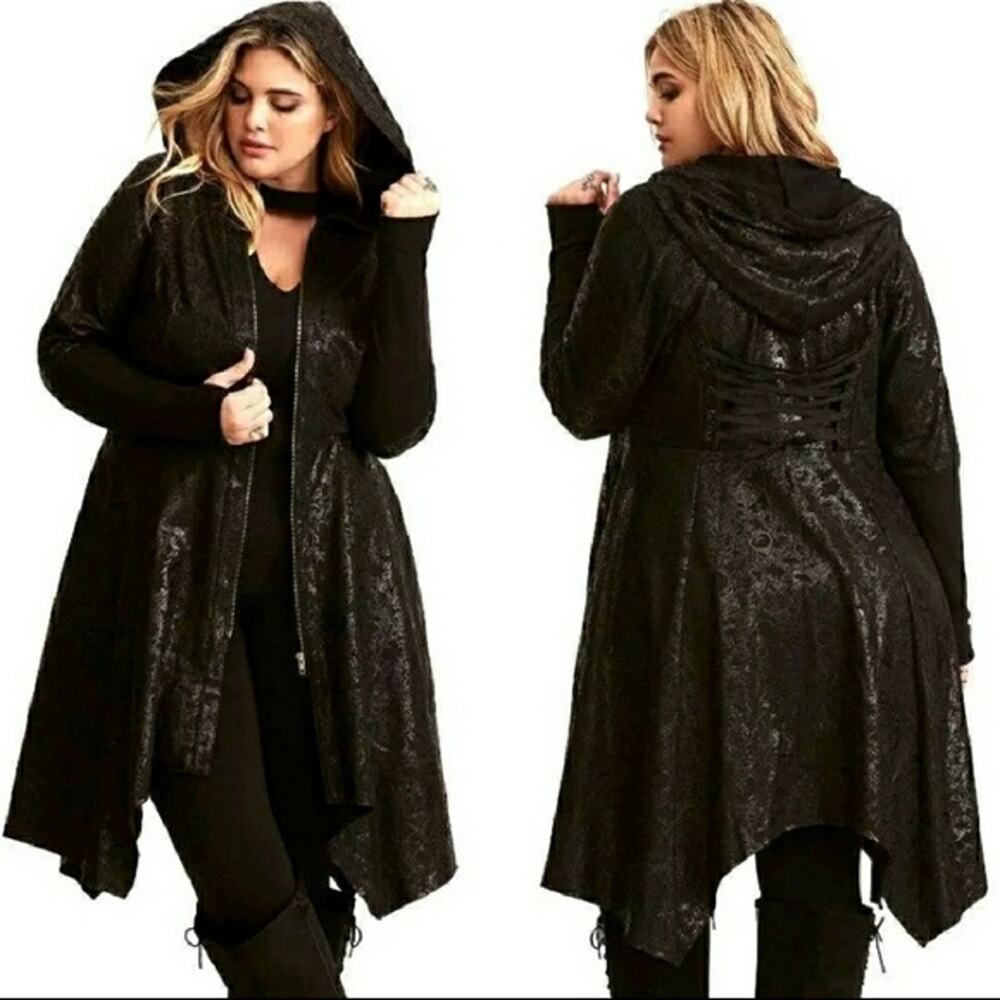 Torrid 00 (size 10)‎ Disney Villains Hooded Punk Gothic Corset Back Jacket Coat